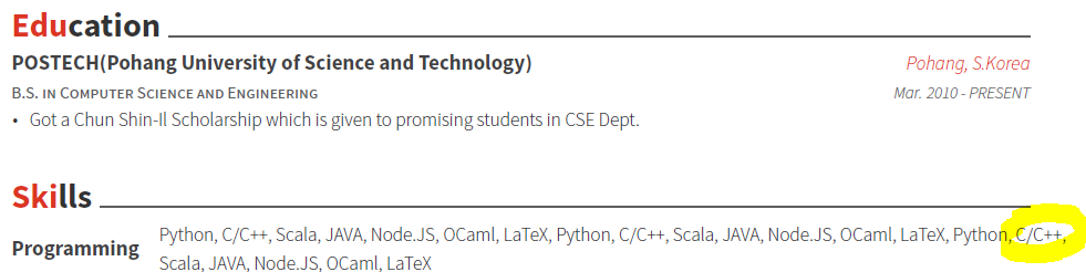 Skill section, Awesome CV